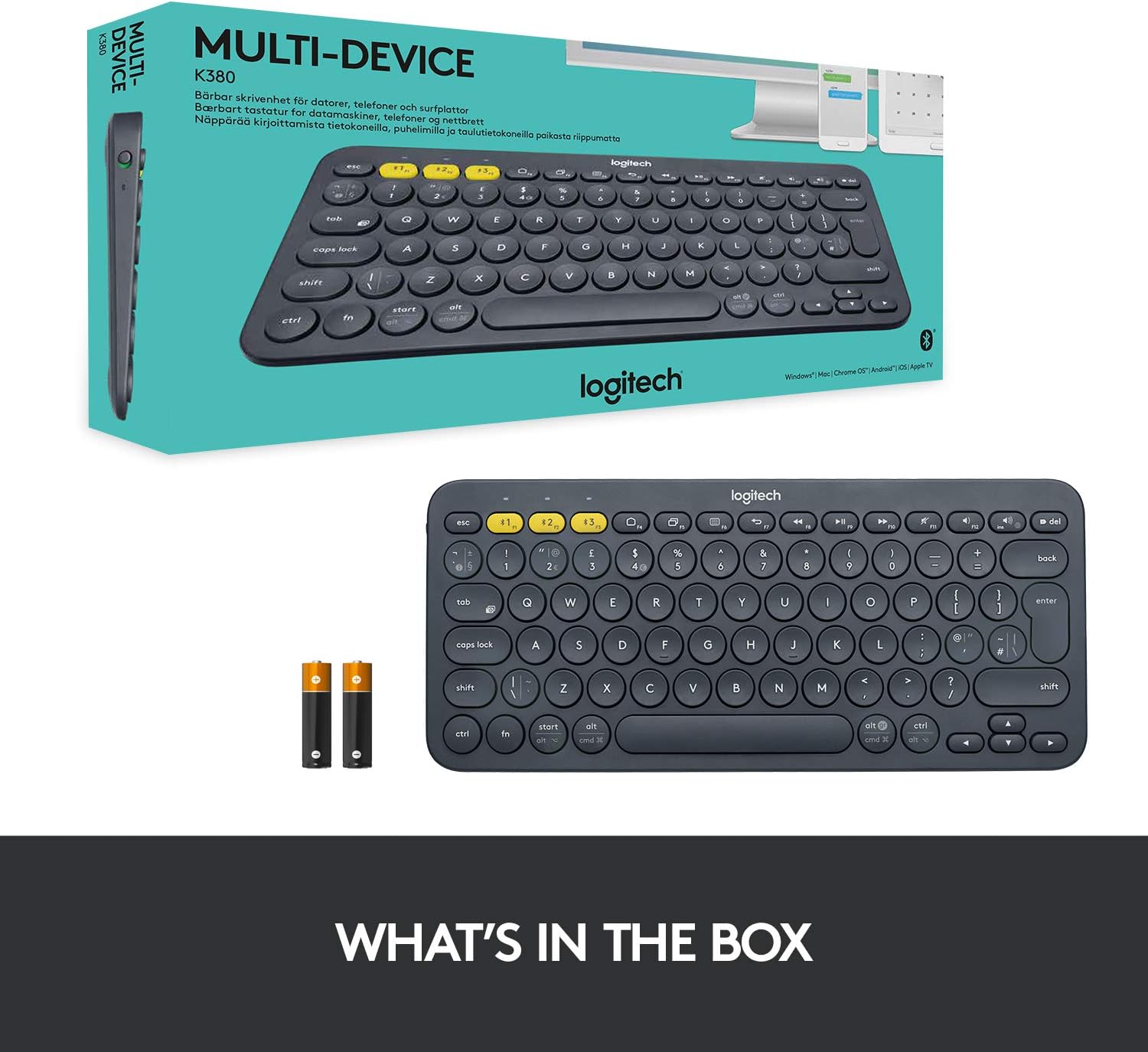 Logitech K380 Pebble Multi-Device Bluetooth Keyboard – Windows, Mac, Chrome OS, Android, iPad, iPhone, Apple TV Compatible Logitech K380 Pebble Multi-Device Bluetooth Keyboard – Windows, Mac, Chrome OS, Android, iPad, iPhone, Apple TV Compatible